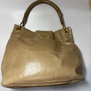 Prada Beige Leather Shoulder Bag